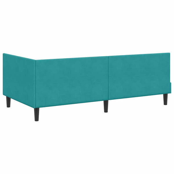 Türkis Samt Eckbett mit Matratze