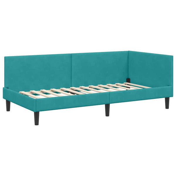 Türkis Samt Eckbett mit Matratze