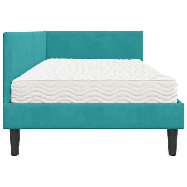 Türkis Samt Eckbett mit Matratze