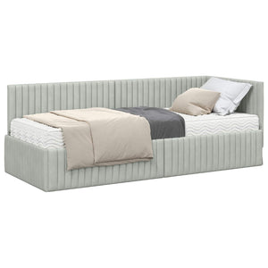 Eckbett mit Matratze Hellgrau Samt