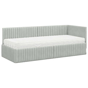Eckbett mit Matratze Hellgrau Samt