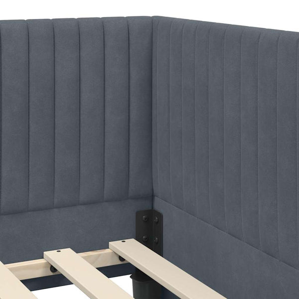 Eckbett mit Matratze Grau Samt