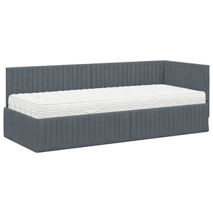 Eckbett mit Matratze Grau Samt