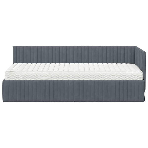 Eckbett mit Matratze Grau Samt