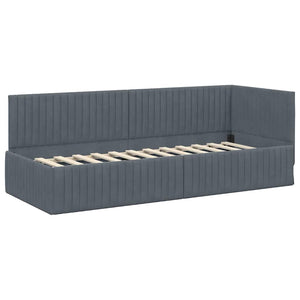 Eckbett mit Matratze Grau Samt