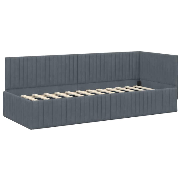 Eckbett mit Matratze Grau Samt