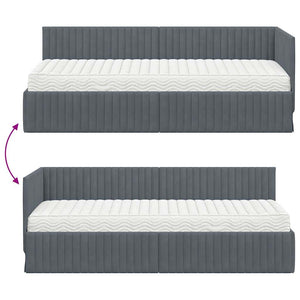 Eckbett mit Matratze Grau Samt
