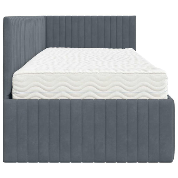 Eckbett mit Matratze Grau Samt