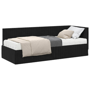 Eckbett mit Matratze & Kopfteil Schwarz Samt