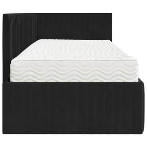 Eckbett mit Matratze & Kopfteil Schwarz Samt