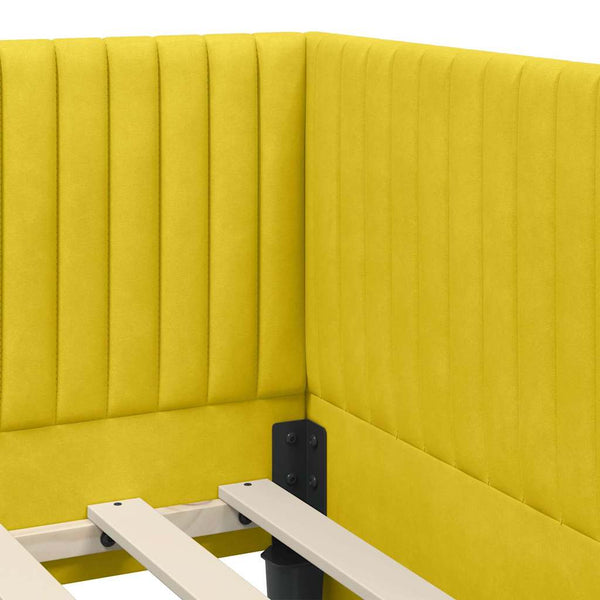 Eckbett mit Matratze Gelb Samt