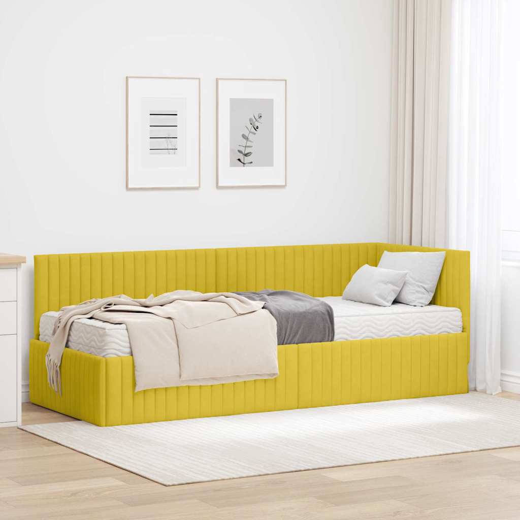 Eckbett mit Matratze Gelb Samt