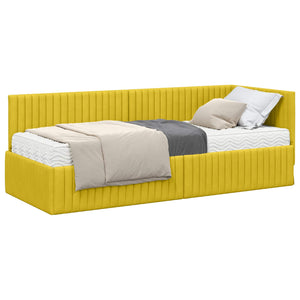 Eckbett mit Matratze Gelb Samt