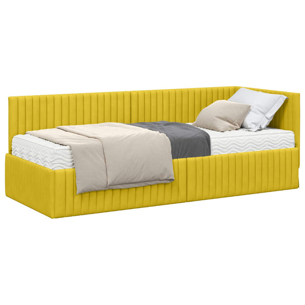 Eckbett mit Matratze Gelb Samt
