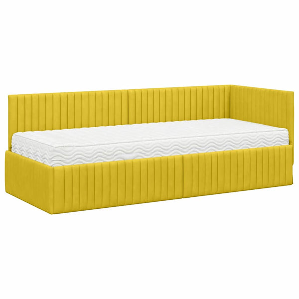Eckbett mit Matratze Gelb Samt