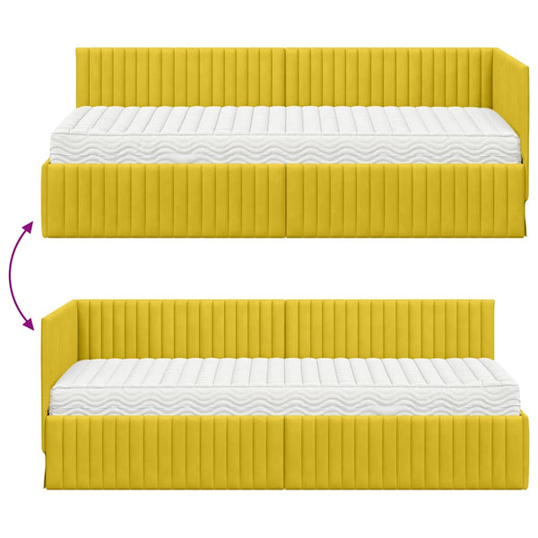 Eckbett mit Matratze Gelb Samt