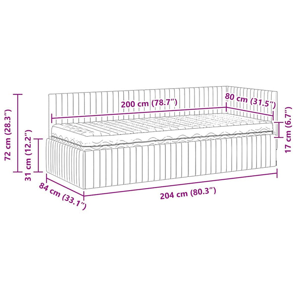 Eckbett mit Matratze Gelb Samt