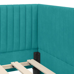 Türkis Samt Eckbett mit Matratze