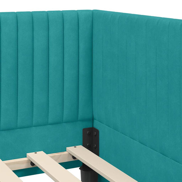 Türkis Samt Eckbett mit Matratze