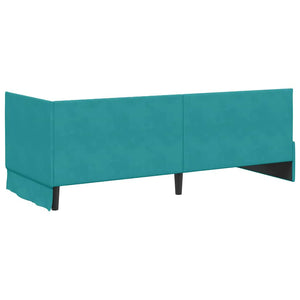 Türkis Samt Eckbett mit Matratze