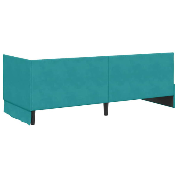 Türkis Samt Eckbett mit Matratze
