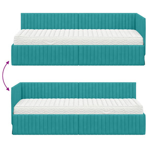 Türkis Samt Eckbett mit Matratze