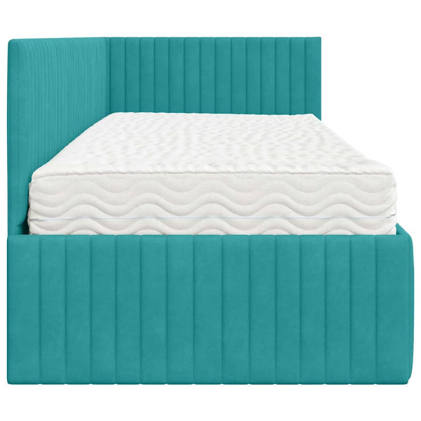 Türkis Samt Eckbett mit Matratze