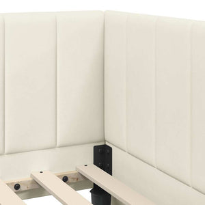 Eckbett mit Matratze Creme Samt