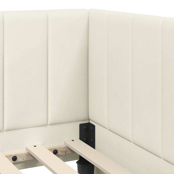 Eckbett mit Matratze Creme Samt