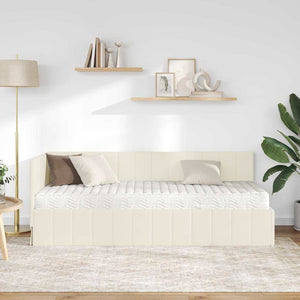 Eckbett mit Matratze Creme Samt