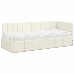 Eckbett mit Matratze Creme Samt