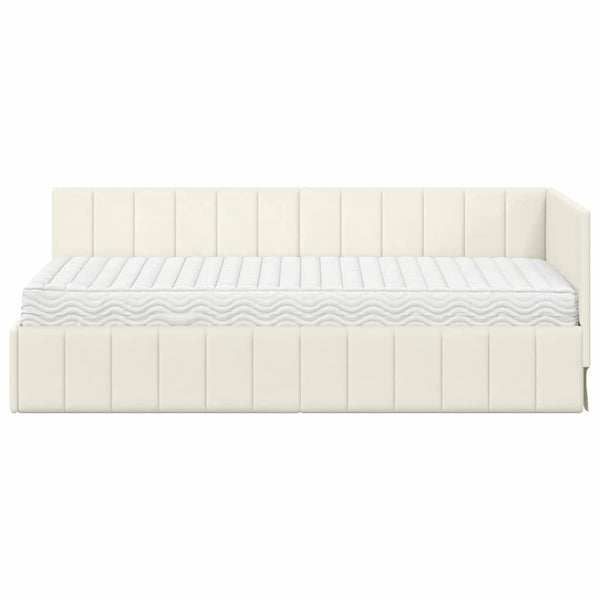Eckbett mit Matratze Creme Samt