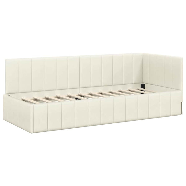 Eckbett mit Matratze Creme Samt