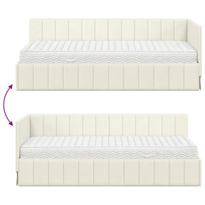 Eckbett mit Matratze Creme Samt