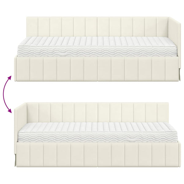 Eckbett mit Matratze Creme Samt