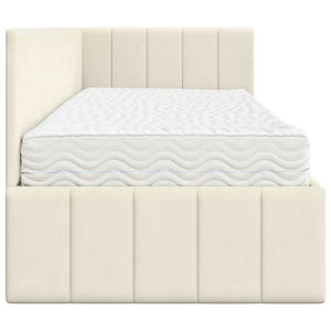 Eckbett mit Matratze Creme Samt