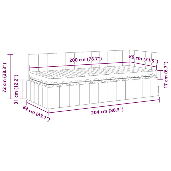 Eckbett mit Matratze Creme Samt