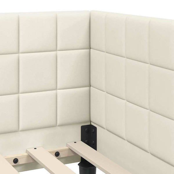 Eckbett mit Matratze Creme Samt 90x190 cm