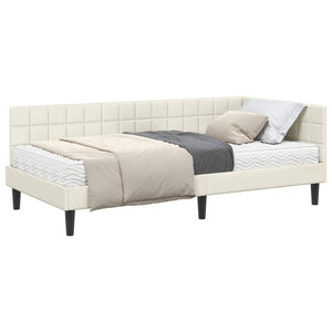 Eckbett mit Matratze Creme Samt 90x190 cm