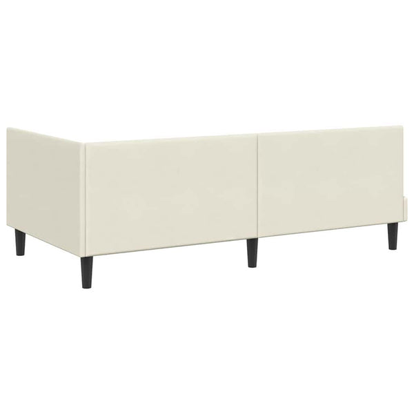 Eckbett mit Matratze Creme Samt 90x190 cm
