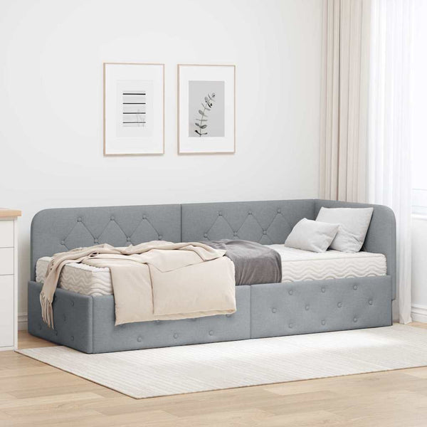 Eckbettgestell Hellgrau 80x200 cm mit Matratze