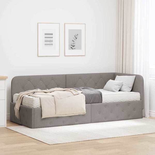 Eckbettgestell Taupe Stoff 80x200 cm