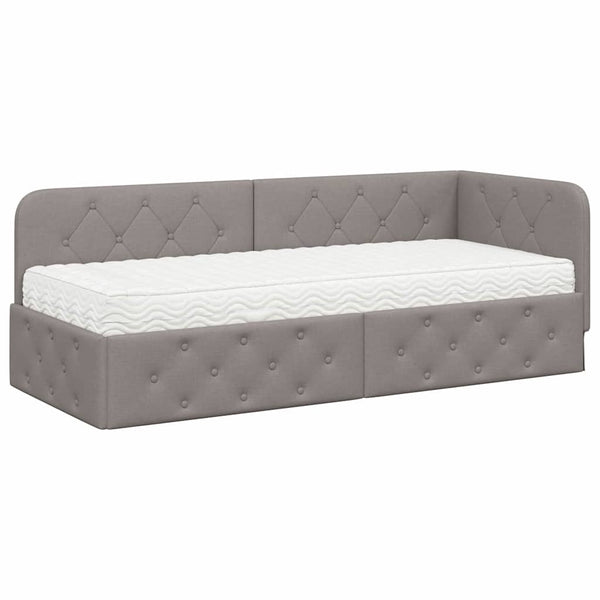 Eckbettgestell Taupe Stoff 80x200 cm
