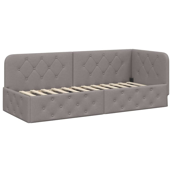 Eckbettgestell Taupe Stoff 80x200 cm