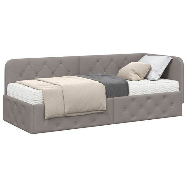 Eckbettgestell Taupe Stoff 80x200 cm