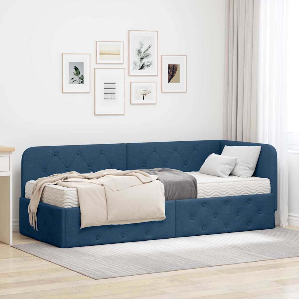 Blaues Eckbettgestell 80x200 cm Stoff