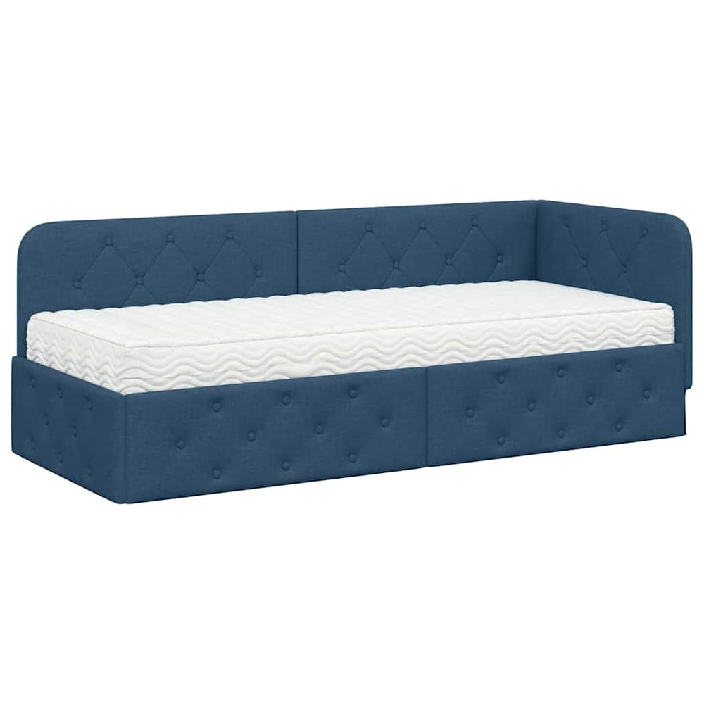 Blaues Eckbettgestell 80x200 cm Stoff