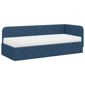 Blaues Eckbettgestell 80x200 cm Stoff