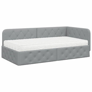 Eckbettgestell Hellgrau Stoff 90x190 cm