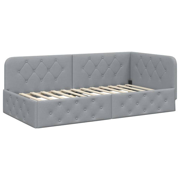 Eckbettgestell Hellgrau Stoff 90x190 cm